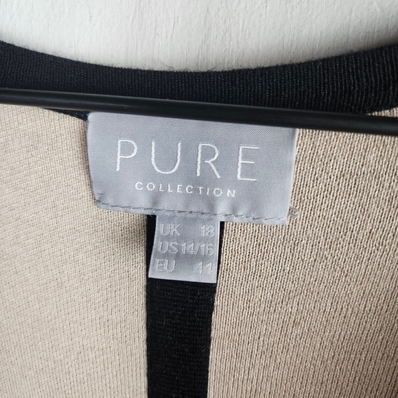 Pure Collection Double Faced Coatigan Cotton Cashmere Cardigan 14/16 Beige Black - Picture 7 of 12